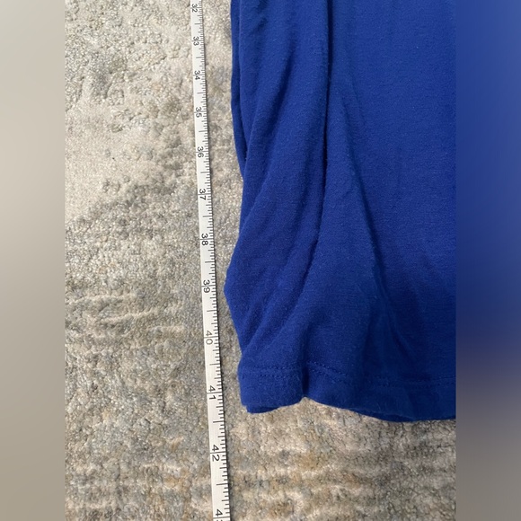 Blue elastic waist maxi skirt with slit - Picture 2 of 5